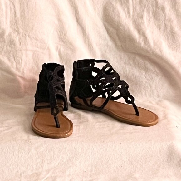 Bongo Girls Shoes - Bongo Girls Black Sprakly Thong Sandal Size 2M